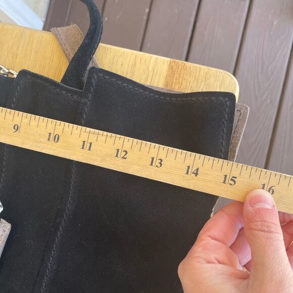 NWOT Ramy Brook Suede Two Tone Black Tan/Taupe Spacious Bucket Bag - Picture 5 of 6